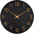 Mosewa Wall Clock 8 Inch Black Battery Operated Silent Non Ticking Simple Minimalist Rose Gold Numbers Decorative for Bedroom Living Room Kitchen Home Bathroom Office