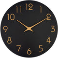 Mosewa Wall Clock 14 Inch Black Battery Operated Silent Non Ticking Simple Minimalist Rose Gold Numbers Decorative for Bedroom Living Room Kitchen Home Office