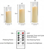 Homemory Ivory Acrylic Flameless LED Candles, Battery Operated with Remote Control and Timer, Electric Fake Candles for Wedding, Home Decor, Set of 9