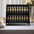 Tableclothsfactory Black Mirror Finish 2-Tier Wine Glass Stemware Rack, 18 Champagne Flute Holder Foam Board Stand - 25"