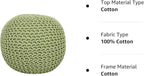 REDEARTH Round Pouf Foot Stool Ottoman - Cotton Knitted Cord Boho Pouffe - Cable Poof Filled Footrest Stuffed for Living Room - Nursery - Bedroom - Patio - Lounge (19.5"x19.5"x14") - Kiwi