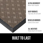 GORILLA GRIP 100% Waterproof All-Season WeatherMax Doormat, US Designed Natural Rubber, Stain and Fade Resistant, Low Profile Indoor Outdoor Door Mats, Easy Clean Patio Mat, 17x29, Taupe Basket Weave