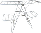Large Capacity Double Drying Rack, Folding Rustproof Drying Rack with Non-Slip Clips and Drainage Shoe Rack, Height Adjustable, Airy and Quick Drying, Suitable for Balcony and Outdoor Use