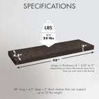 Urban Legacy Reclaimed Barnwood Planks | Floating Shelves for Wall w/Flush Mount Shelf Bracket Set Included | Set of 2 (Coffee Bean, 48" x 4.5" x 2")