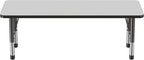 FDP Rectangle Activity School and Classroom Kids Table (24 x 60 inch), Chunky Toddler Legs, Adjustable Height 15-24 inches - Gray Top and Black Edge