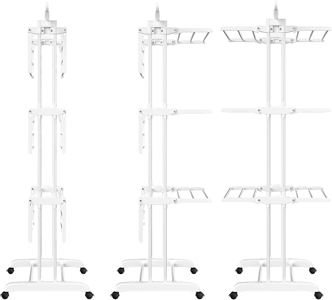 HOMIDEC Clothes Drying Rack, Large 4-Tier Foldable Drying Rack Clothing(67.7H x 19.7W x 30L Inches), Movable Drying Rack with 4 castors. Multifunctional Stainless Steel Laundry Drying Rack, White