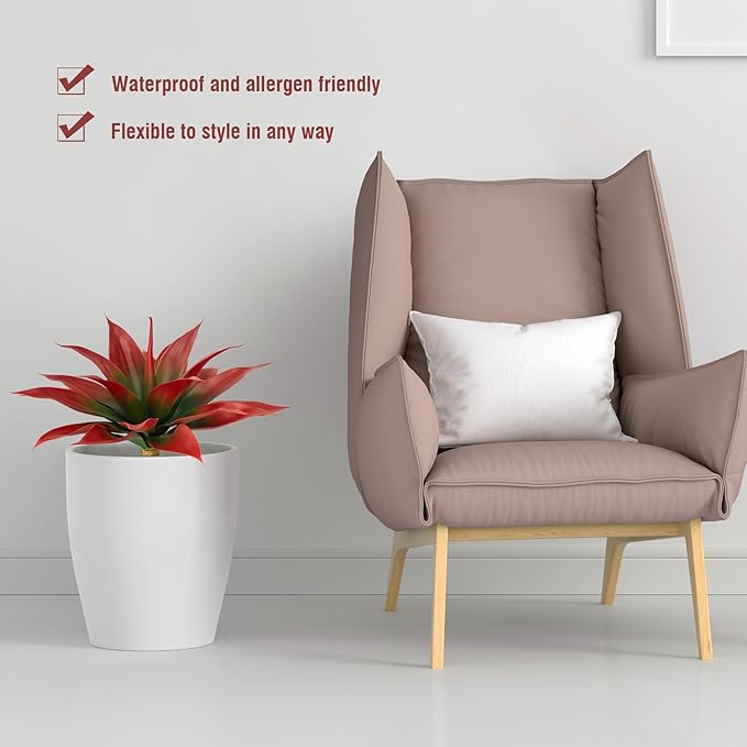 Artificial Agave Plants,Large UV Resistant Fake Agave Planters for Indoor and Outdoor Decorating Tropical Plant Succulents Greenery Indoor Decor (2Pack,18" Red)
