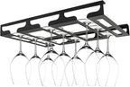 Wine Glass Rack - Under Cabinet Stemware Wine Glass Holder Glasses Storage Hanger Metal Hanging Organizer for Bar Kitchen 3 Rows Black