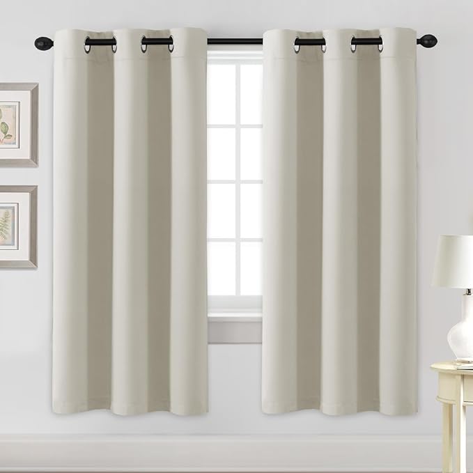 H.VERSAILTEX Blackout Curtains for Bedroom Thermal Insulated Room Darkening Living Room Curtains 72 Inch Long Grommet Privacy Protection Window Curtain Panels/Drapes for Nursery,2 Panels,Ivory/Cream