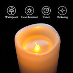 Homemory 10" x 4" Large Waterproof Outdoor Flameless Candles with Remote Control and Timer, Battery Operated Flickering LED Pillar Candles for Outdoor Larterns, Porch, Long Lasting, Set of 2