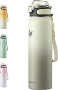 Enerbone 32 oz Insulated Water Bottle, Stainless Steel Bottle with Carrying Strap, Double-Wall Vacuum Insulation Design, Leakproof Sports Bottle with Straw, Keep Drinks Cold or Hot for Hours