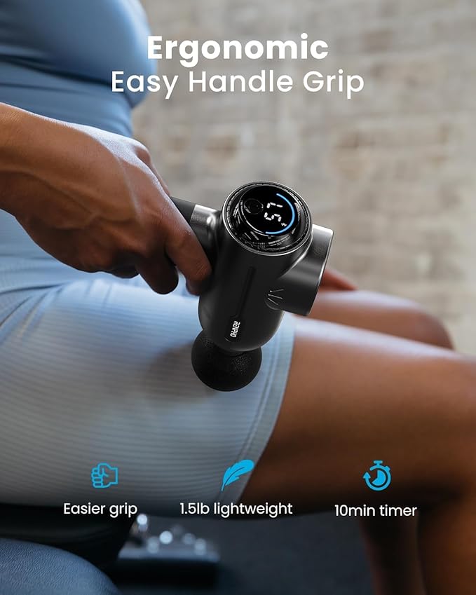 RENPHO Massage Gun with Bluetooth, Portable Percussion Massager for Back and Neck, Handheld Device with Carry Case, Gifts for Men Women, Active+