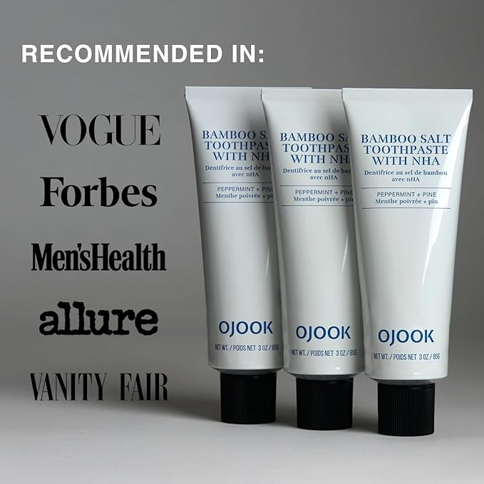 Bamboo Salt Toothpaste with nHA | Fluoride Free, Nano Hydroxyapatite, Remineralizing, Sensitive Teeth, Whitening - Dentist Recommended Oral Care - Pepperming & Pine Flavor, 3 Fl Oz 1 Pk