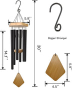 Wind Chimes Outdoor Deep Tone, 30 Inches Wind Chimes Outdoor, Memorial Wind Chimes with Hook as Gifts for Mother's Day/Housewarming/Christmas, Patio, Garden, Yard, Home Décor. Black