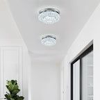 12 Inch Crystal Chandelier LED Ceiling Light 2 Tier Flush Mount Ceiling Light Fixtures Modern Chandelier Lighting for Hallway Bedroom Dining Room Kitchen (Cool White)