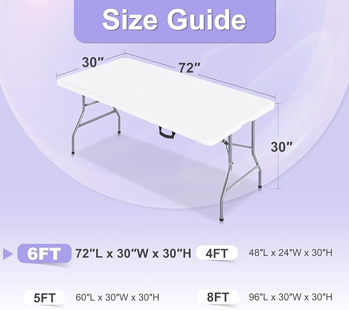 ABCCANOPY 6 FT Spandex Table Cover Stretch Fitted Wrinkle Resistant Tablecloth Reuse for Rectangular Folding Table Patry Event Wedding Banquet Protector Sky Blue