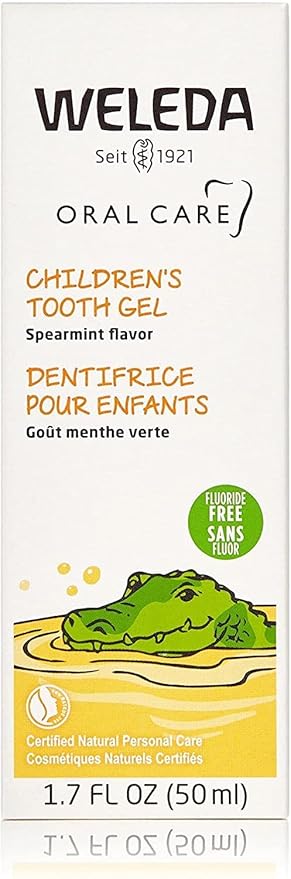 Weleda Oral Care Children's Tooth Gel, 1.7 Fluid Ounce (Pack of 3), Fluoride Free, Spearmint Flavor, Plant Rich Toothpaste with Calendula, Silica and Fennel