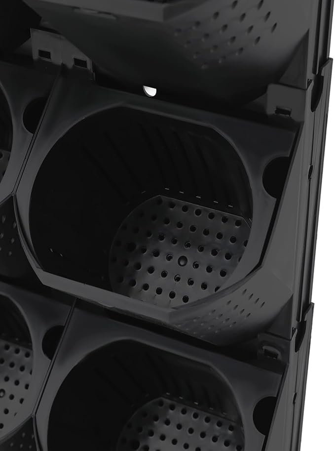 12Pieces 3-Pot Wall Planter Vertical Garden Plant Walls Wall Mounted Vertical Planter with Water-Storage Layer Stackable Wall-Mounted Flower Pot for Gardens, Balconies 180.78lbs Total Capacity (Black)
