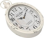 Menterry Small Retro Oval Wall Clock, Antique Old Design, White Vintage Style, Battery Operated Silent Decor Wall Clocks for Kitchen,Bedroom,Farmhouse,Bathroom (11.2" H x 6.7" W)