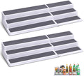 3 Tier Expandable Spice Rack Organizer, White/Grey Plastic Spice Rack, Adjustable Length 14.6In-25.8In, 2 Pack Non-Skid Tiered Spice Shelf Organizer for Kitchen Cabinet, Cupboard, Pantry
