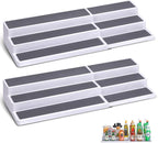 3 Tier Expandable Spice Rack Organizer, White/Grey Plastic Spice Rack, Adjustable Length 14.6In-25.8In, 2 Pack Non-Skid Tiered Spice Shelf Organizer for Kitchen Cabinet, Cupboard, Pantry