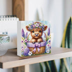 Highland Cow Hyacinth Flowers Decor, Highland Cow Bathroom Decor, Highland Cow Baby Decor, Highland Cow Nursery Decor, Wooden Box Decor Sign for Home Farmhouse Office Living Room Table Shelf Tiered