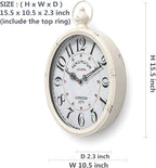 Menterry Oval Retro Wall Clock, Rustic Vintage Style, White Antique Design, Battery Operated Silent Decor Large Wall Clocks for Kitchen,Farmhouse,Office (15.5" H x 10.5" W)
