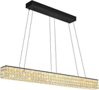 W48 Black Chandeliers for Dining Room, Modern Crystal Pendant Lights Fixture Farmhouse Hanging Dining Light Fixtures for Kitchen Island, Living Room, Bedroom