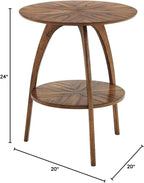 Martin Svensson Home Round Wood Nutmeg Brown Living Room End Side Accent Table Nightstand with Storage Shelf