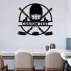 Custom Hockey LED Wall Sign – Personalized Ice Hockey Helmet & Sticks Neon Sign, 16-Color LED with Remote Control, Hockey Decor for Boys Room, Man Cave, Sports Fans