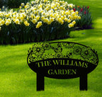 Custom Metal Garden Sign, Flower Sign with Stakes, Personalized Garden Decor for Outside, Garden Family Name Sign, Outdoor Steel Yard Sign, Large Patio Garden Sign Art, Housewarming Gift