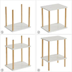 IBUYKE 2-Tier Side Table, Solid Wood Tall End Table with Storage Shelves, Nightstand Bedside Table for Living Room Bedroom Office, No-Tool Assembly, White UWST002W
