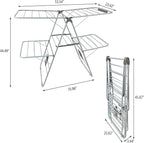 Large Capacity Double Drying Rack, Folding Rustproof Drying Rack with Non-Slip Clips and Drainage Shoe Rack, Height Adjustable, Airy and Quick Drying, Suitable for Balcony and Outdoor Use