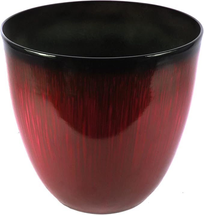 (EPR18-105 Large Egg Shaped Planter - Modern Indoor & Outdoor Decorative Flower Pot/Box (18 Inch, Red Flower)