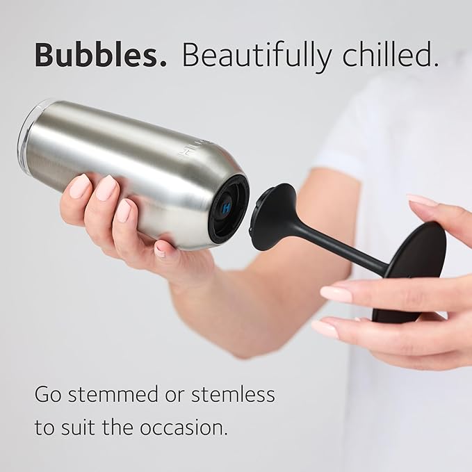 Huski Champagne Flute | NEW | Award-winning Design with Detachable Stem | Premium Stainless Steel Champagne Glass with Lid | Triple Insulated Tumbler | 8oz Capacity | Great Gift (White)