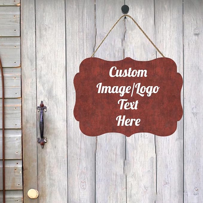 Personalized Wooden Welcome Sign Front Door Decor - Customized Text/Images - Farmhouse Style - 11.2 * 8 Inch