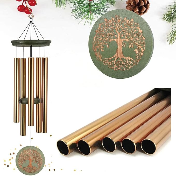 Wind Chimes for Outside,Outdoor Wind Chimes for Mother & Grandma - Large Garden Hanging Decor with Tree of Life Engraving, Perfect for Yard, Home, Christmas, Birthdays