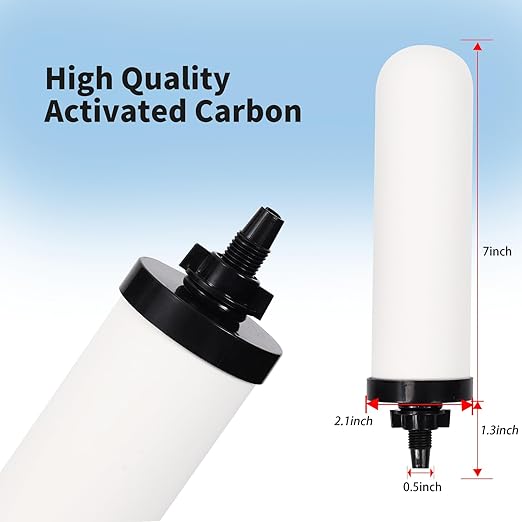 2 PCS 7 inch ceramic water filter Candle,7'' water filter replacement filters with Activated Carbon for Countertop Gravity Water Filter System,Water Cooler Filtration Systems
