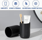Matte Black Toothbrush Holders for Bathrooms - 1 Cups Ceramic Toothbrush Toothpaste Holders, Black Bathroom Tumbler Cup Reusable Toothbrush Cup Black Mouthwash Cup, Bathroom Counter Organizer