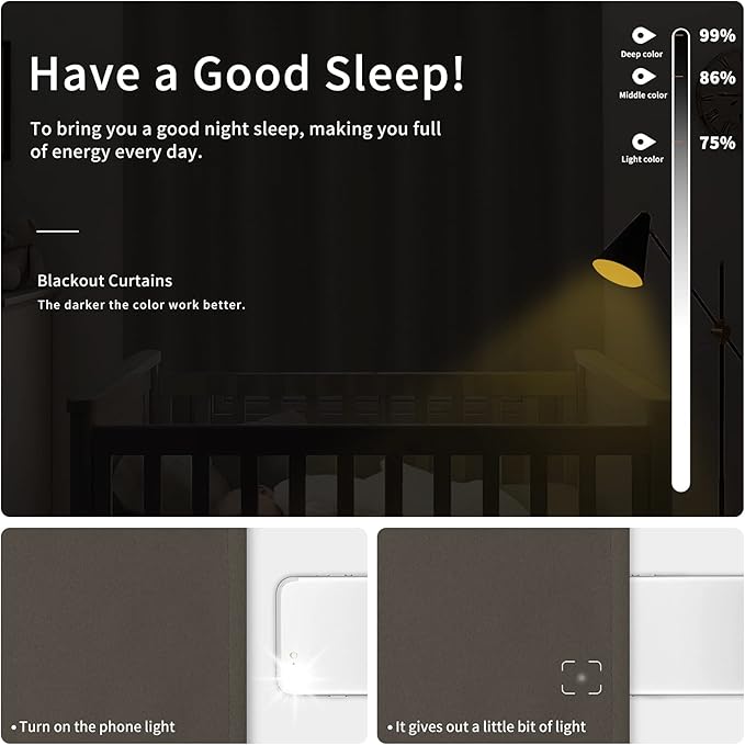 Easy-Going Blackout Curtains for Bedroom, Solid Thermal Insulated Grommet and Noise Reduction Window Drapes, Room Darkening Curtains for Living Room, 2 Panels(42x72 in, Taupe)