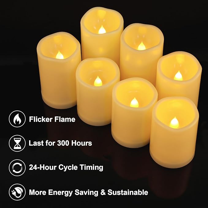 Aignis 7pcs Flameless LED Candles Battery Operated with Remote Timer, Outdoor Indoor Waterproof, Warm Glow for Cozy & Romantic Home/Wedding/Holiday Décor (D 3'' x H 4''/5''/6'')