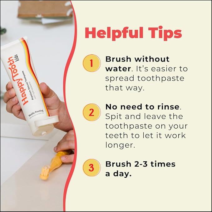 Happy Tooth Hydroxyapatite Toothpaste, Fluoride Free, Natural Whitening for Kids, Toddlers and Adults, SLS Free, Enamel Safe, Dentist Formulated with Clean Ingredients, Fresh Mint Flavor, 3.4oz