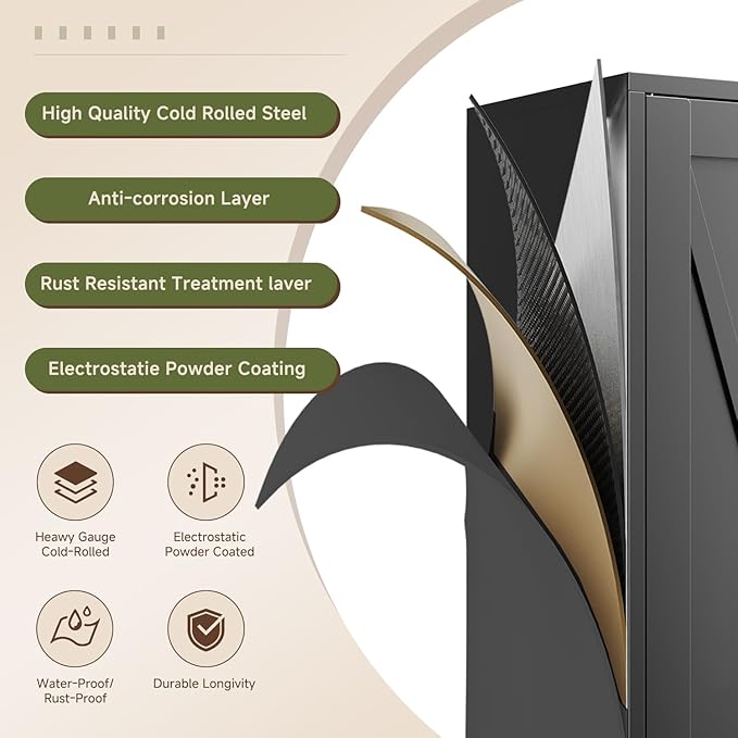 Letaya Storage Cabinet,75" H Metal Kitchen Pantry Cabinets with Doors and Adjustable Shelves,Pantry Organizers for for Cupboard/Dining/Bathroom/Office/Garage Room,Black