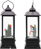 Eldnacele Christmas Snow Globe Lantern with Music, Battery Operated Lighted Swirling Glitter Water Lantern with Timer for Christmas Home Decoration, Snowman