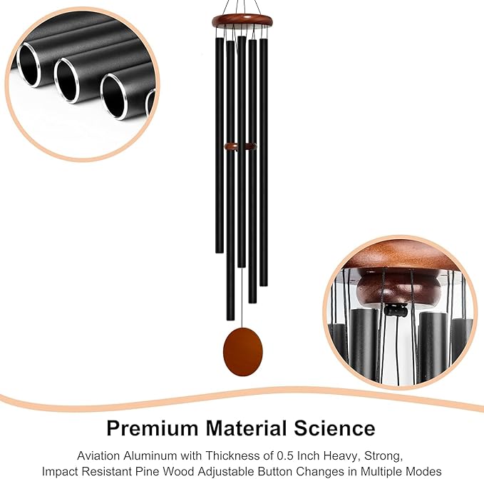 Wind Chimes for Outside Deep Tone, 60 inch 5 Heavy Duty Tubes Aluminium Metal Extra Large Wind Chimes Outdoor, Decoration for Garden, Patio, Yard, Gift for Mother's Day, Birthday