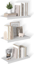 12 Inch Deep Floating Shelves for Wall 3 Pack White Floating Shelves Large Storage Space Wall Mount Shelf for Living Room Kitchen Bathroom 24" W x 12" D x 1.2" H White
