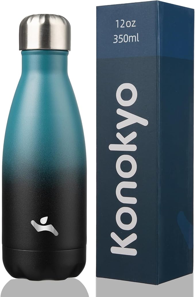 Insulated Water Bottles,12 oz Double Wall Stainless Steel Vacumm Metal Flask for Sports Travel,Indigo Black