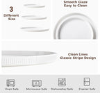 3 Packs Serving Platters, Large Serving Tray, Round Platters for Serving Food, Food Tray for Veggie Fruit Snack Dessert Cheese, White Ceramic Serving Trays for Party, Entertaining, 12.8”/10.8”/8.8”