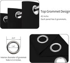 Easy-Going Blackout Curtains for Bedroom, Solid Thermal Insulated Grommet and Noise Reduction Window Drapes, Room Darkening Curtains for Living Room, 2 Panels(42x63 in, Black)
