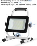 UFOND 6000 Lumen LED Work Light with Stand,60W Waterproof Flood Light, Brightness Switch Adjustable,Super Bright Portable Job Site Worklight with Power Cord for Garage Workshop Car,Outdoor Lighting